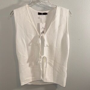 Lilla P Cream Tie-Front Sleeveless Knit Tank